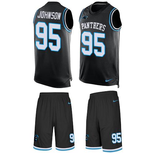 Nike Panthers #95 Charles Johnson Black Team Color Men's Stitched NFL Limited Tank Top Suit Jersey